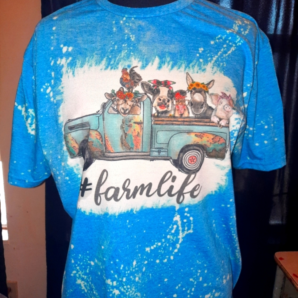 Farm life bleached tshirt.